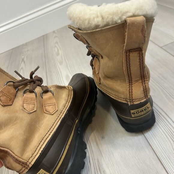 Sorel Alpine Winter Boots Women's Sz 6 Tan Leather Lace Up Insulated Snow Lined - Picture 11 of 11